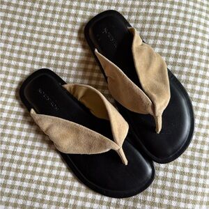 Nordstrom Black and Tan Suede Sandals